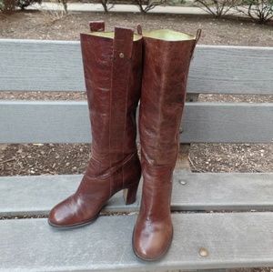 Burgundy Leather High Boots